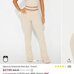 Fashion Nova Cream Boot Cut Velour Pants